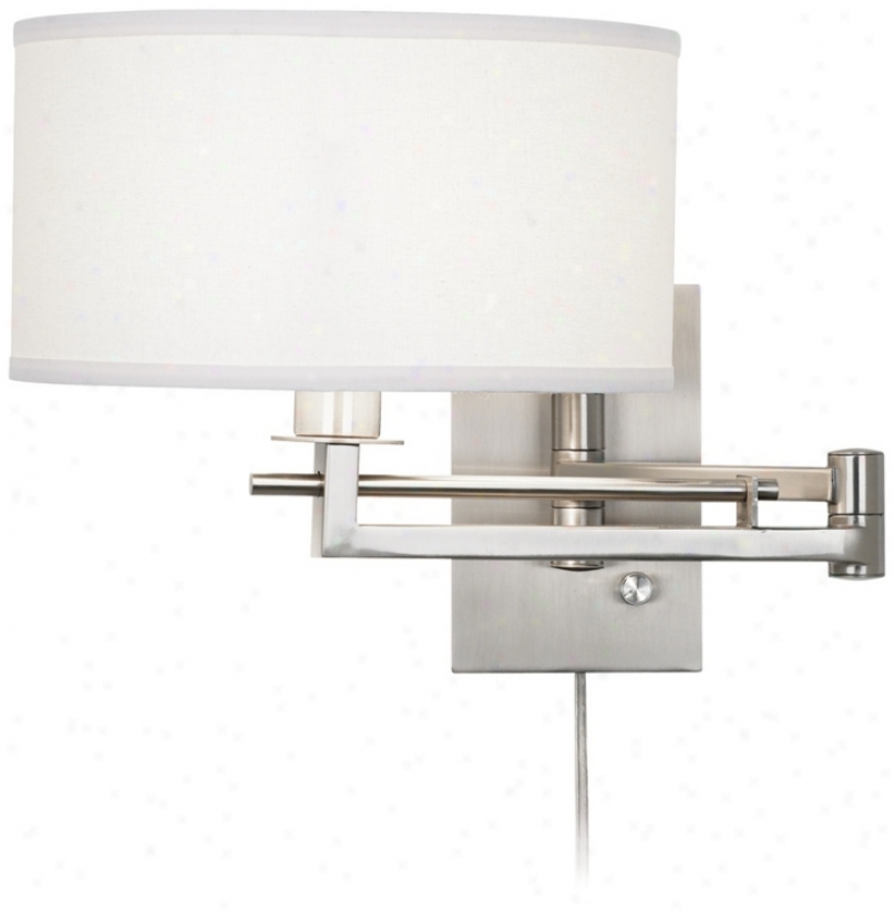 Possini Euro White Drum Plug-in Diction Swing Arm Wall Light (m9450)