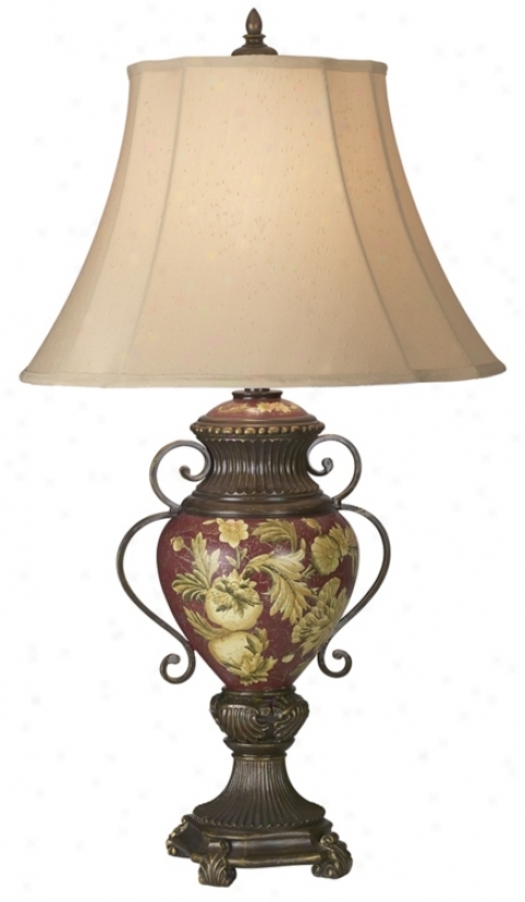 Possini&#174; Collection Tuscan Red Floral Urn Tablee Lamp (00754)