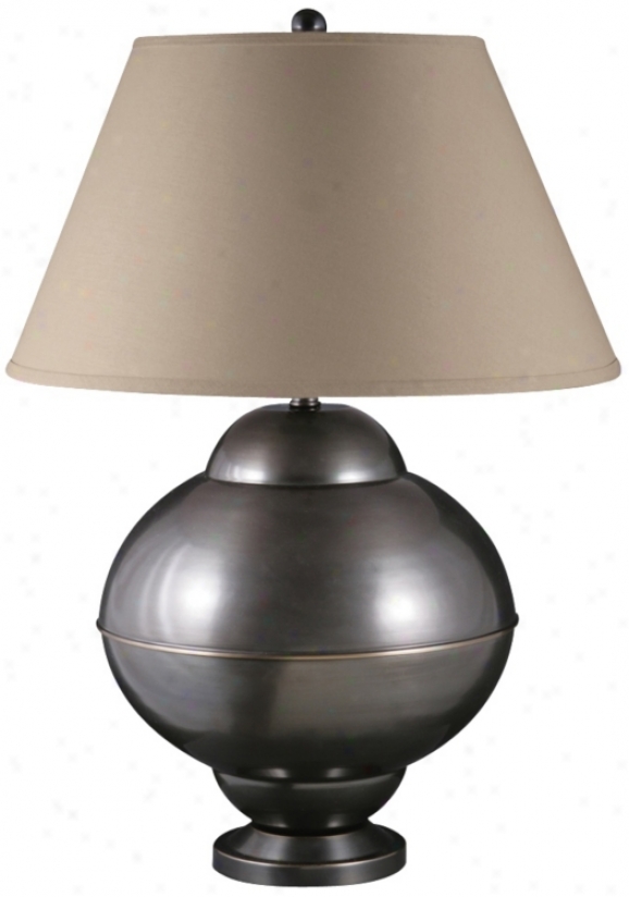 Potts Oil-rubbed Bronze Khaki Shade Spun Metal Table Lamp (u9224)