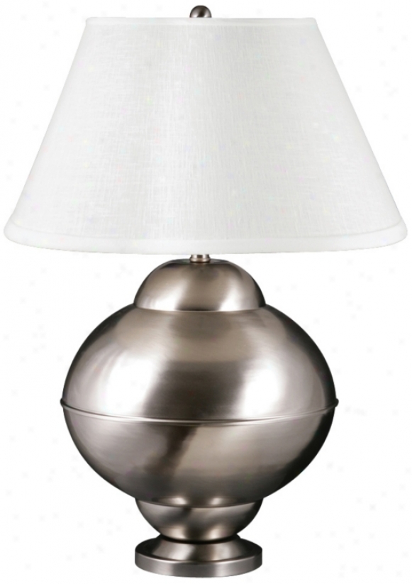 Potts Satin Nickel Upon Cream Shade Spun Metal Table Lamp (u9225)