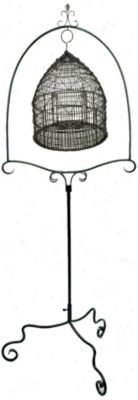 Powder Coated Graphite Metal Fowl Cage Stand (u9886)