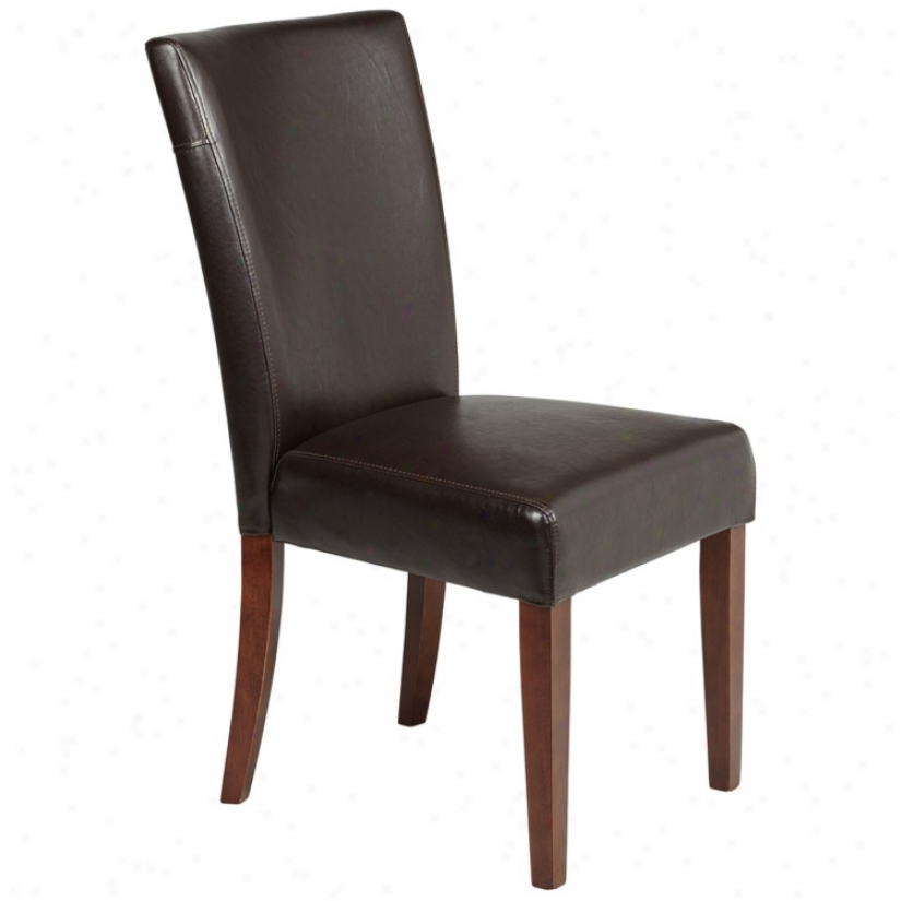 Powell Axelrod Dark Brown Bonded Leather Parsons Chair (u4890)