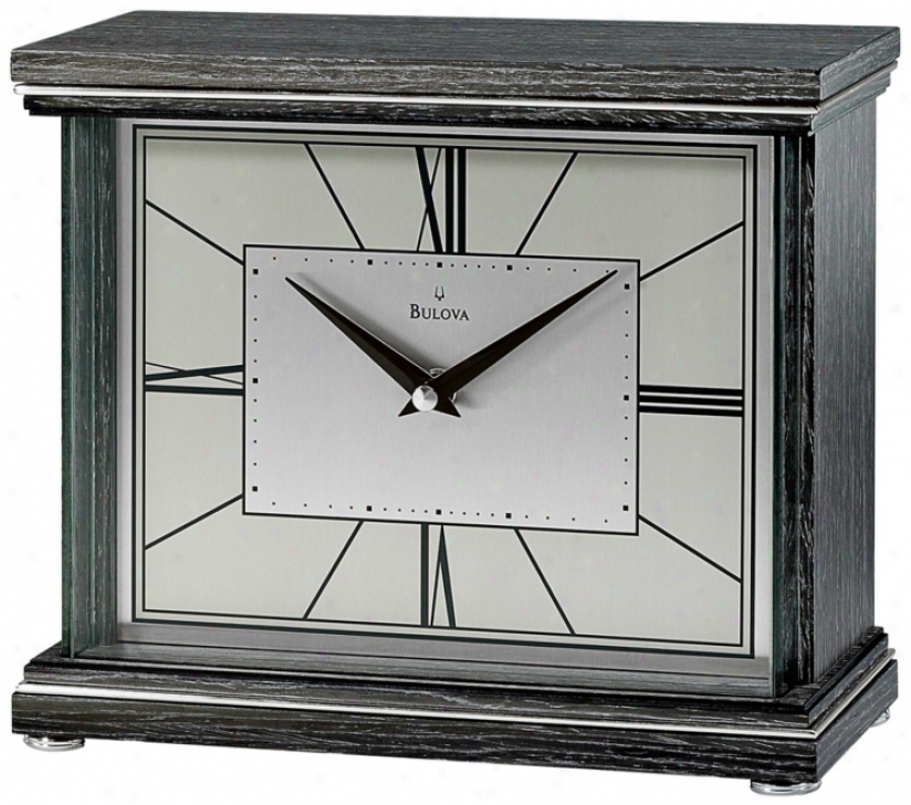 Preston 9 1/2" Wide Charcoal Gray Bulova Mantel Clock (v1946)