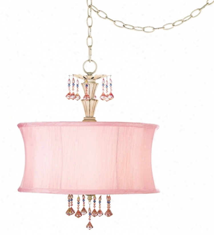 Pretty In Pink 3-light 17&qyot; Wide Swag Pendant Chandelier (60703)