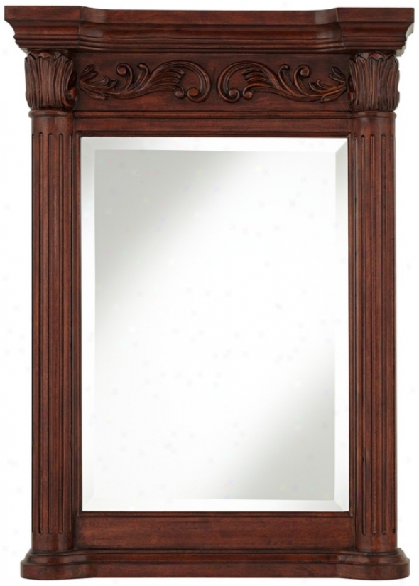 Provence Cherry Wood Polishing 33" High Column Wall Mirror (u0084)