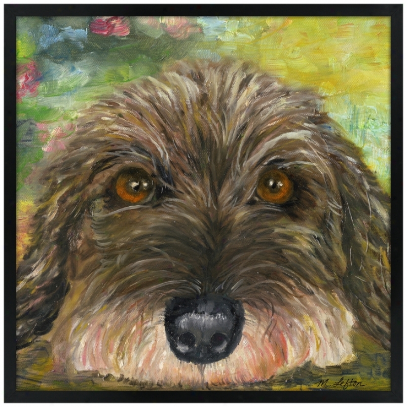 Puppy Eyes 31" Square Black Giclee Wall Art (k4130-m6945)