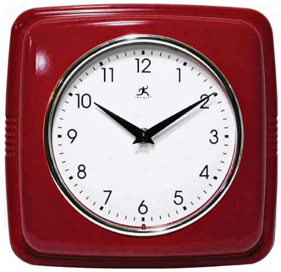 Phrity Red 9 1/2" Square Wall Clock (r6859)