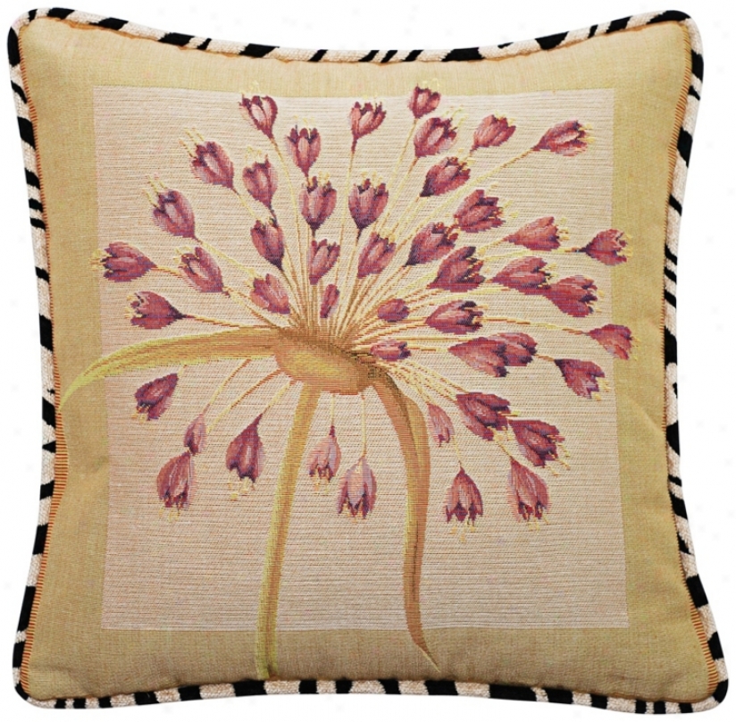 Purple Dragon Lily And Zebra Trim 19" Square Accent Pillow (t6237)