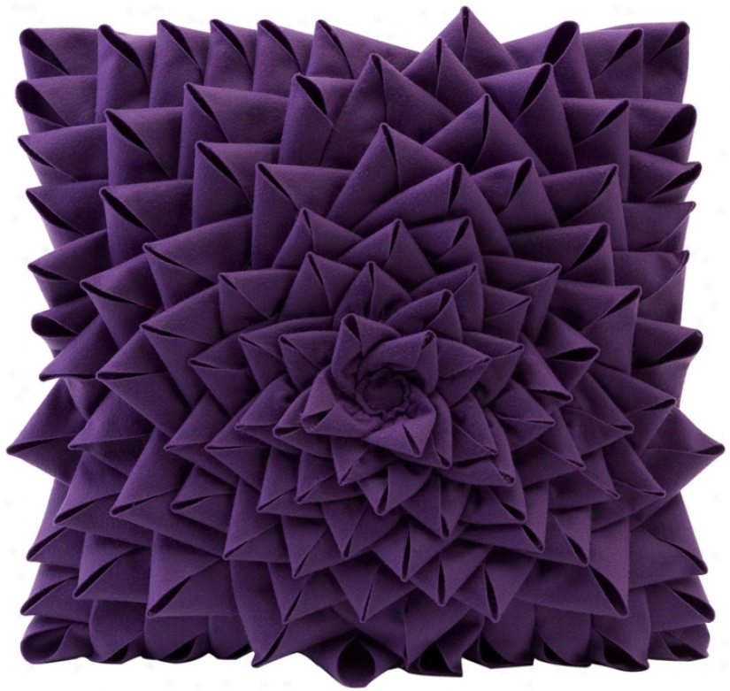 Purple Fontella 16" Squaer Skill Sewn Felt Rose Pillow (t9792)