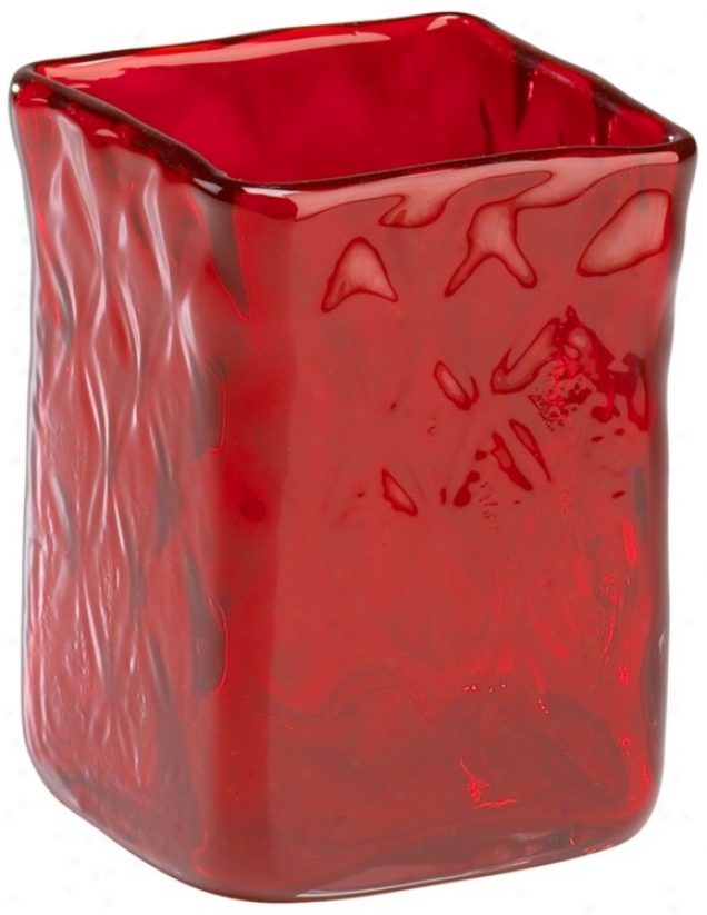 Quadrato Red Glass Vase (u6976)