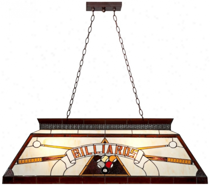 Red And Cream Tiffany Glass Billiards Pond  Table Whitish (t7281)