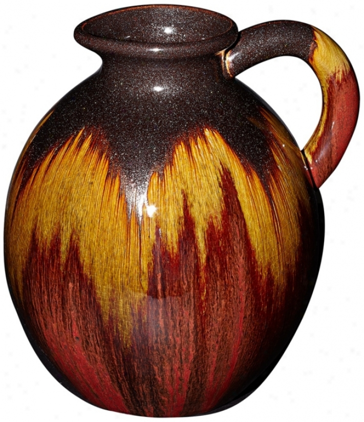Red Canyon 11 3/4" High Glazed Ceramic Pitcher Vase (u3047)
