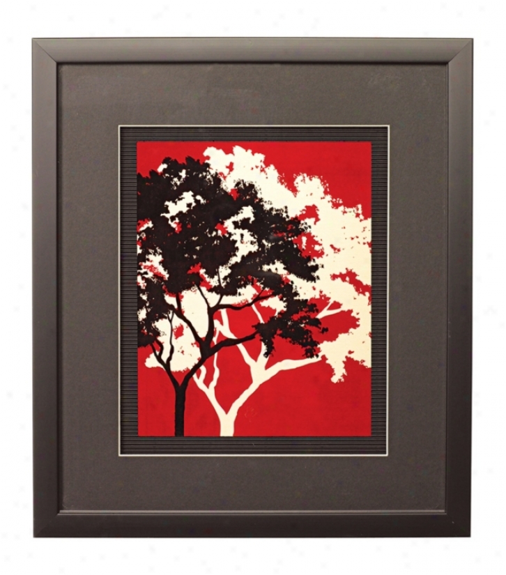 Red Metal Trees D Framed 17" High Wall Art (k2031)