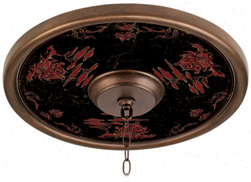 Red Pagoda Giclee 16" Wide Bronze Ceiling Medallion (02795-m4614)