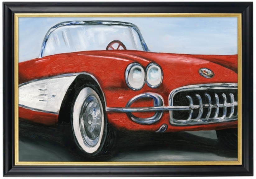 Red Roadster Gold Trim Giclee 41 1/2" Wide Wall Art (80384-u4740)