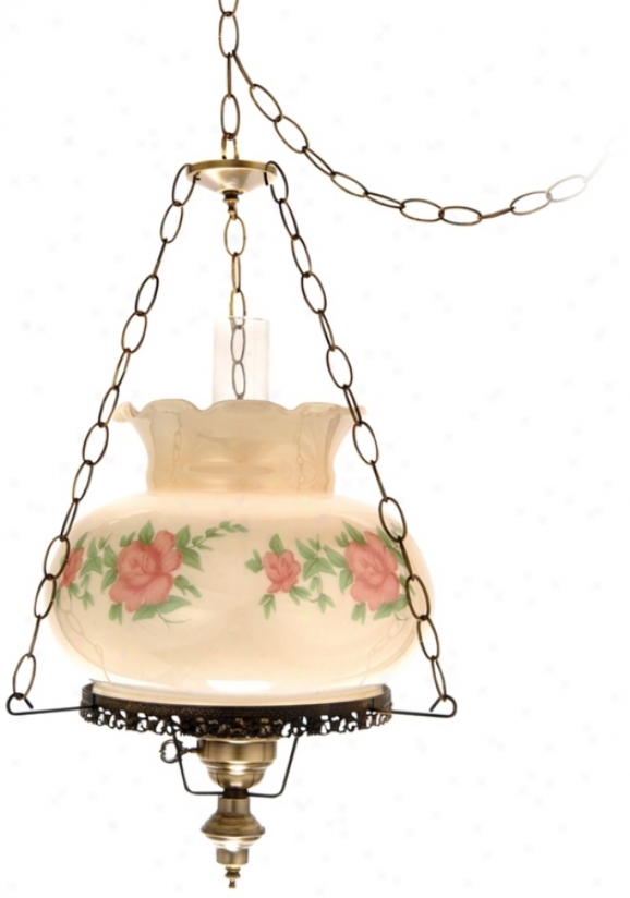 Red Rose With Amber Glaze 17" Wide Plug-in Swag Chandelier (j7114)
