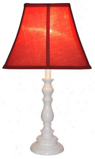 Red Shade With Whlte Candlestick Base Table Lamp (u7896)