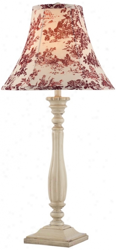 Red Toile Shade Fluted French Tagle Lamp (u3150)