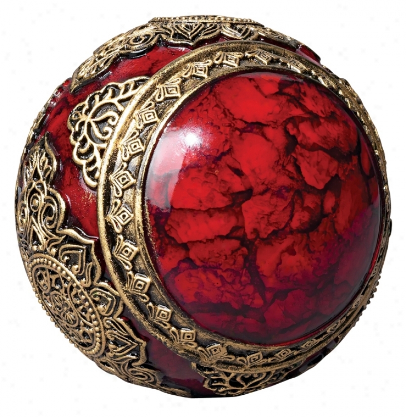 Red With Gold Accents Decorative Ball (k4666)