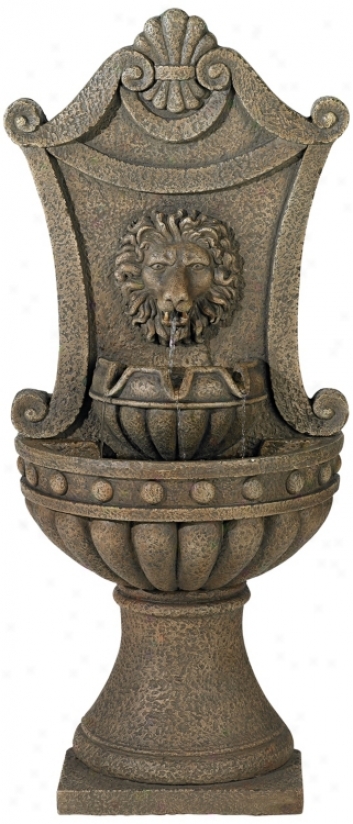 Regal Lion Topic Faux Standing Floor Standing Wall Fountain (m5783)