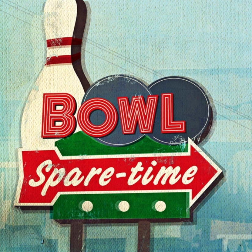 Retro Bowling Sign Giclee 30" Square Canvas Wall Art (n1776)