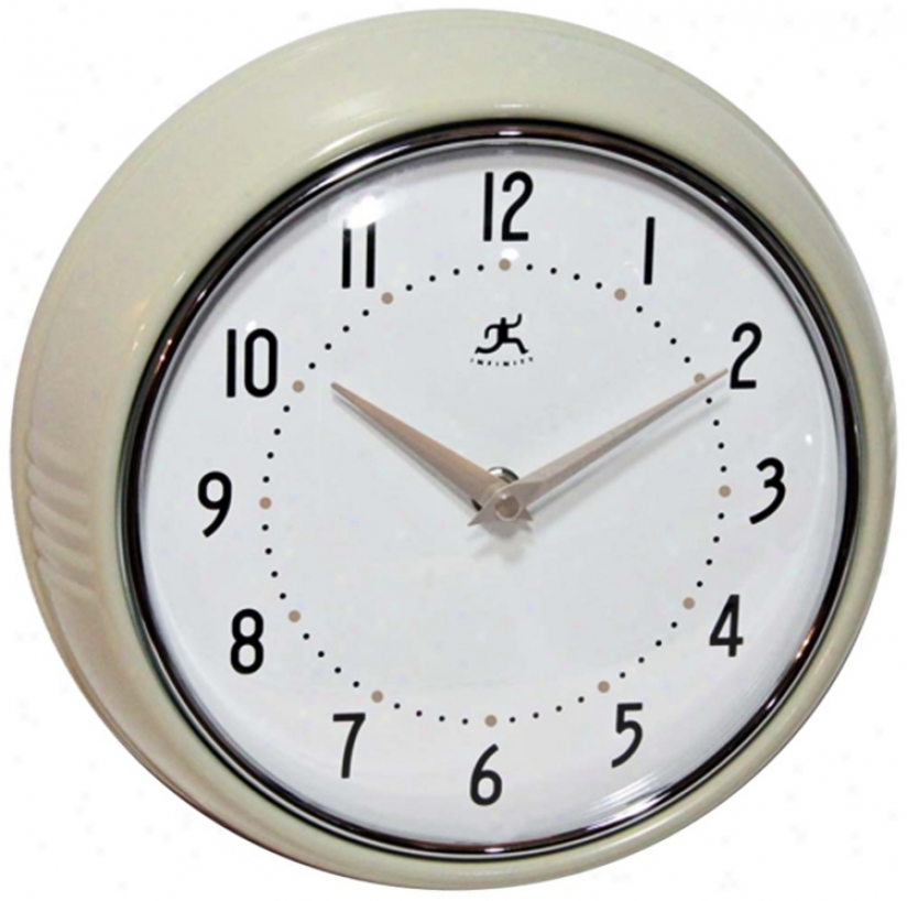 Retro Champagne Metal 9 1/2" Round Wall Clock (w0983)