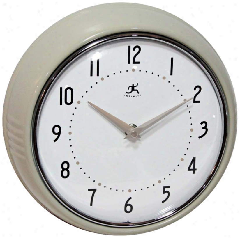 Rwtro Eucalyptus Metal 9 1/2" Round Wall Clock (w0984)