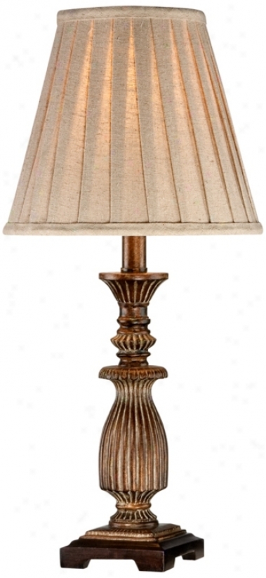 Ribbed Antique Brown With Pleat Shade Accent Lamp (u5329)