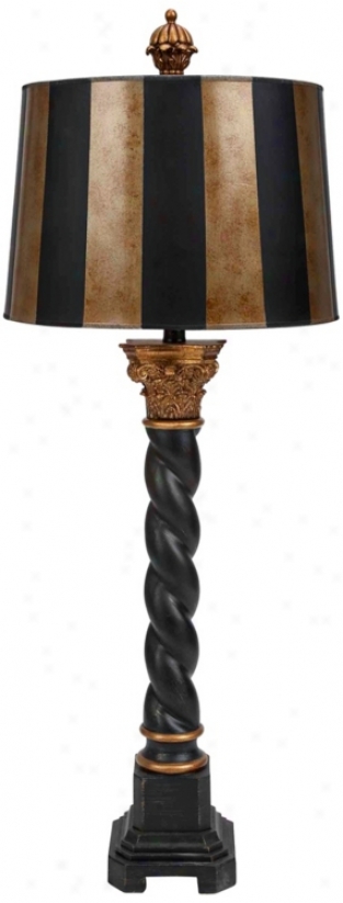 Roanne Negro And Gold Twisted Column Buffet Lamp (v2689)