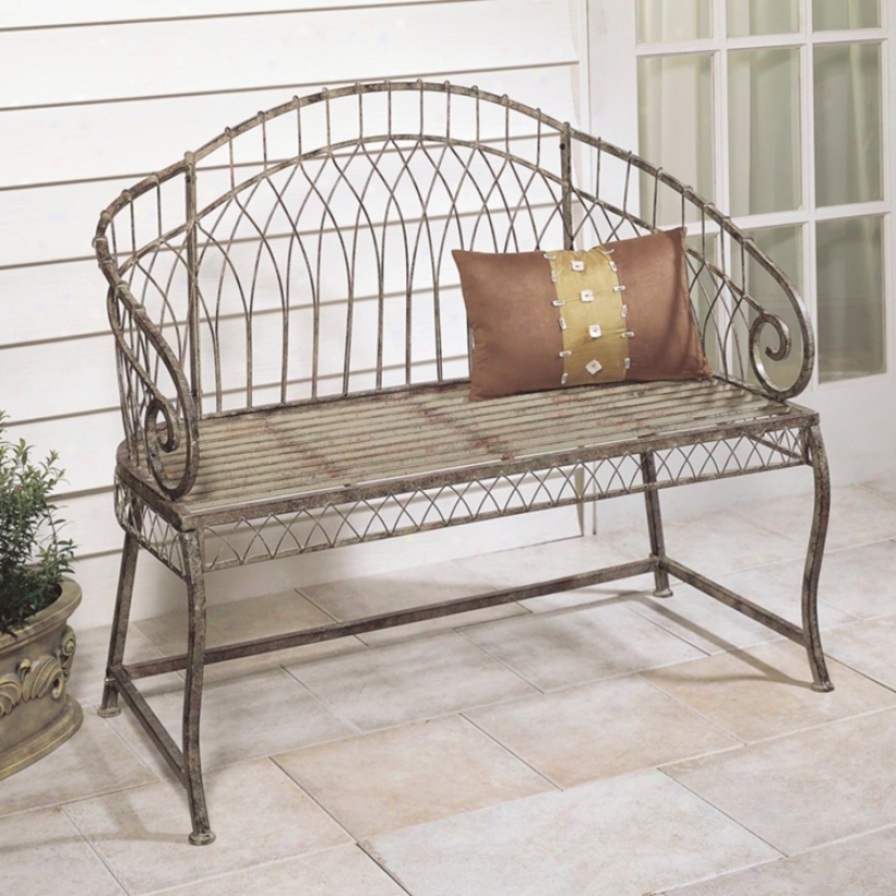 Rose Green Arch Back Iron Garden Bench (p5904)