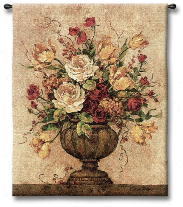 Rosy Ii Urn 32" High Wall Tapestry (j8727)