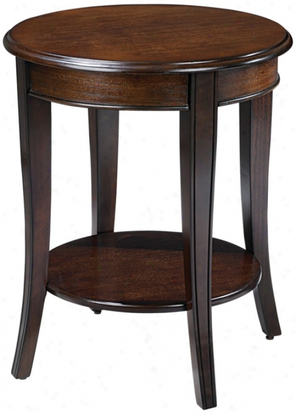 Round Burnished Walnut Finish End Table (t0425)