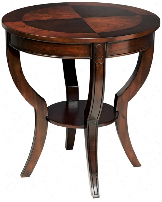 Round Esresso Finish Carved Detail End Table (t0430)