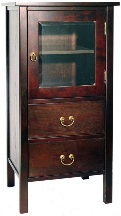 Rovena Mahogany Wood Cabinet With Glass Pane Drawer (h2208)