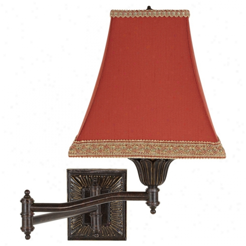 Rust Fabric Shade Bronze Plug-in Swing Arm Wall Lamp (u3743-24861)