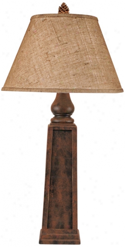 Rust Pyramid Pot Table Lamp (p4010)