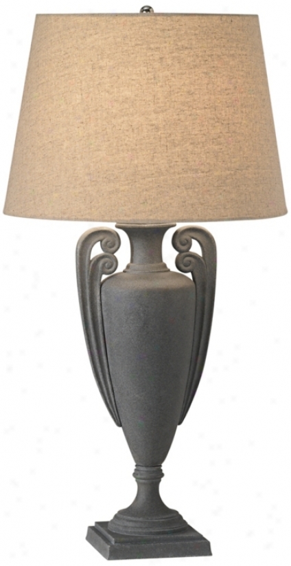 Rustic Charcoal Finish Urn Base Table Lamp (r2817)