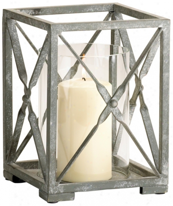 Rustic Gray Iron Daphne Candle Holder (r0826)