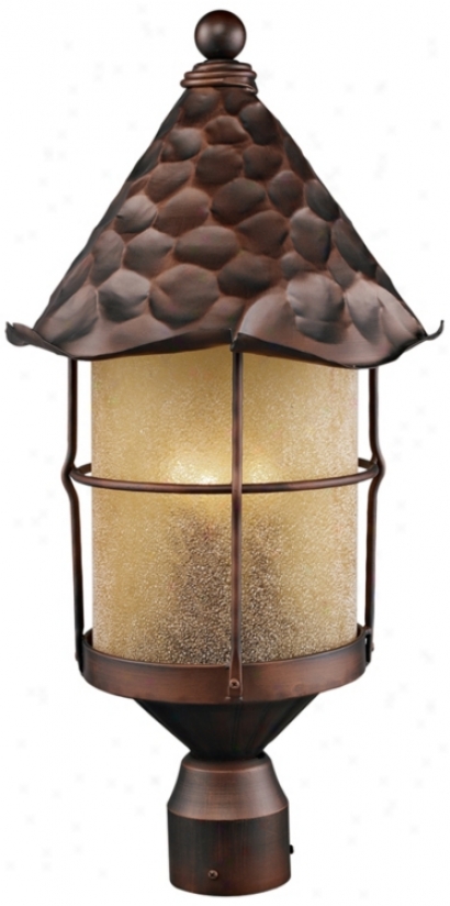 Rustica Antique Copper Scavo Glass Outdoor Post Light (k4037)