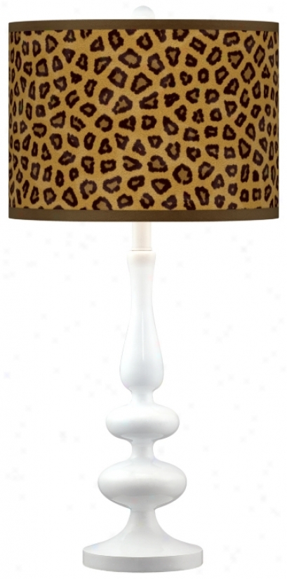 Safari Cheetah Modern Gloss White Base Tabble Lamp (n5729-r22368)