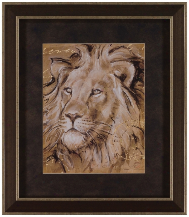 Safari Portrait Of Lion 30 1/2" High Framed Wall Art (t0224)