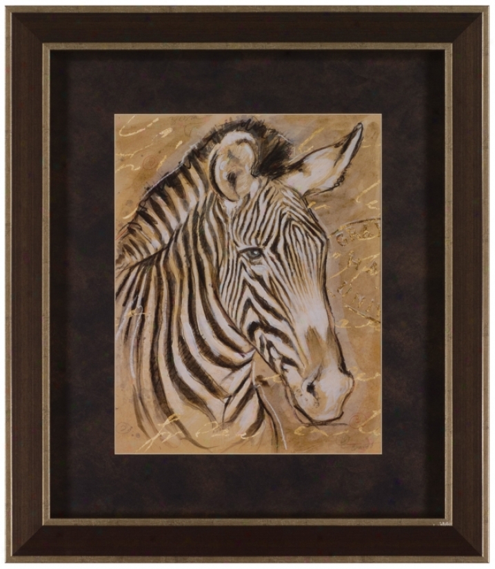 Safari Portrait Of Zebra 30 1/2" High Framed Wall Art (t0221)