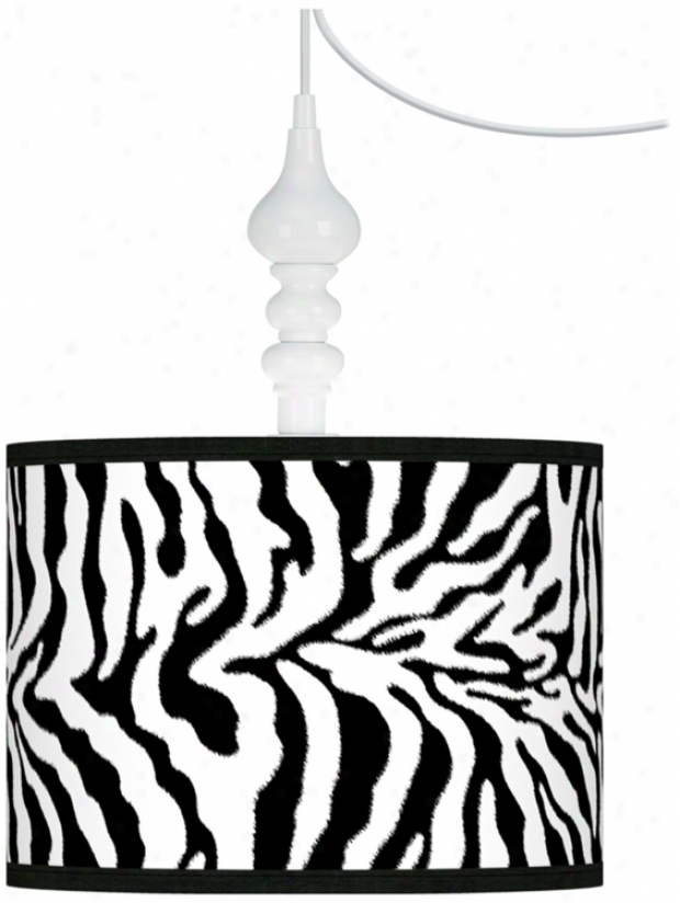 Safari Zebra Giclee White 13 1/2" Wide Swag Pendant (k3341-r2421)
