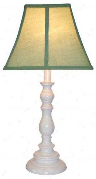 Sage Shade With White Candlestick Base Table Lamp (u7890