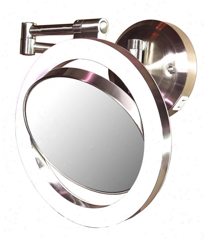 Satin Nickel Finish Cfl 12" High Wall Mount Plug-in Mirror (r3057)