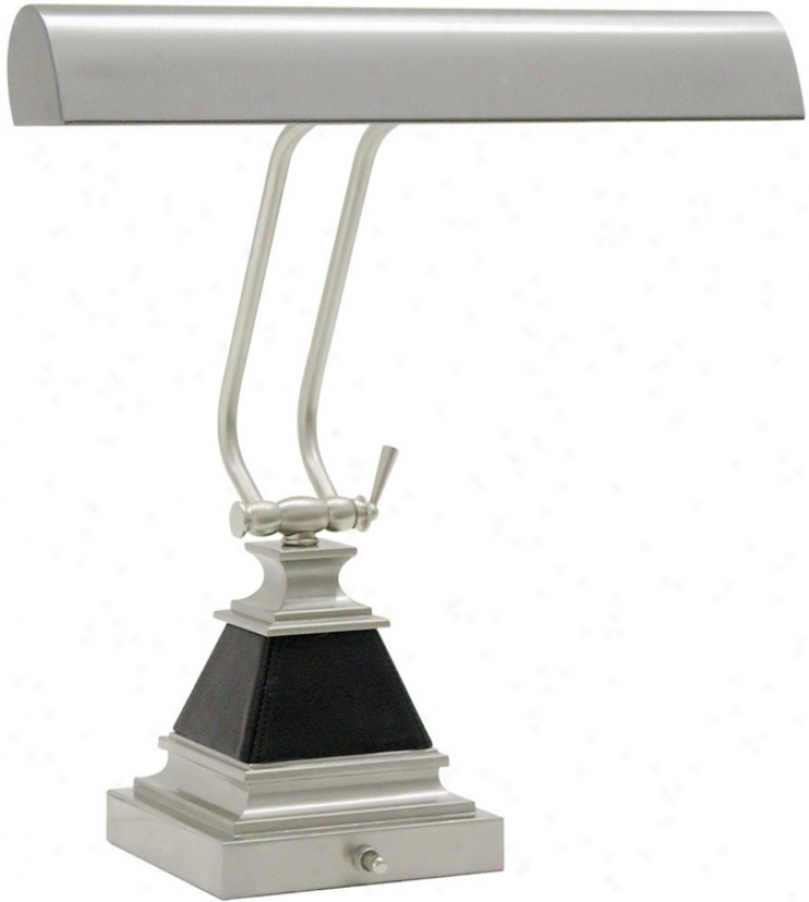 Satin Nickel Finissh With Blaxk Leather Piano Desk Lamp (33919)