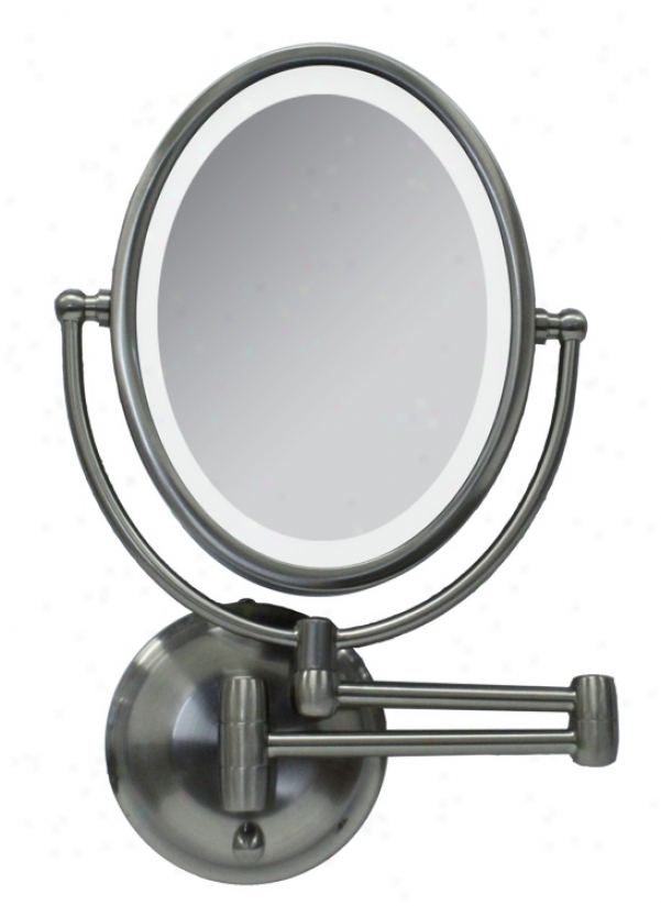 Satin Nickel Led 14 3/4" High Oval Wall Mount Mirror (p4235)