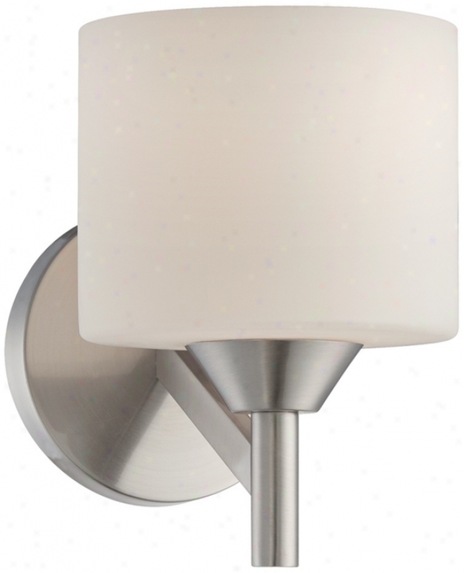 Satin Nickel With Etched White Glass 8 1/2" High Wall Sconce (t9634)