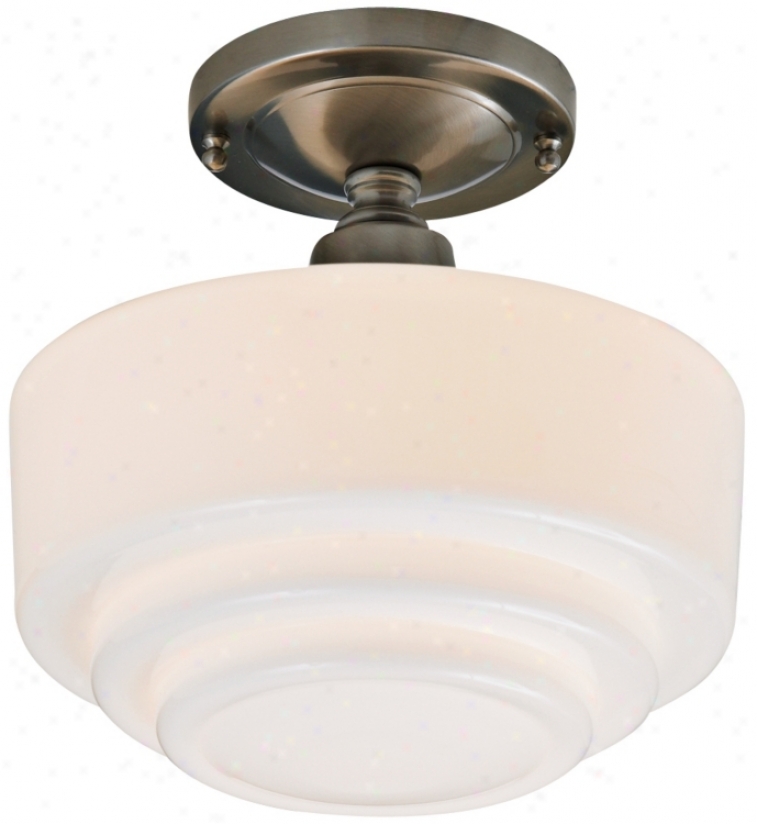 Schoolhouse Step 9 1/2" Wide Brushed Nickel Ceiling Buoyant (83829)