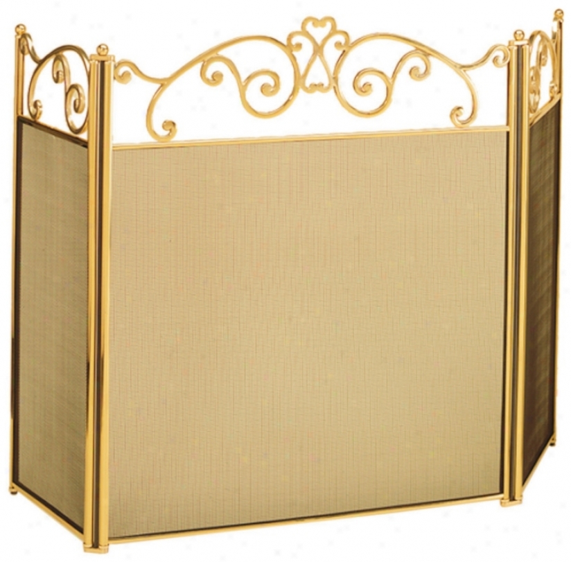 Schedule Top Polished Brass Folding Fireplace Screen (l0255)